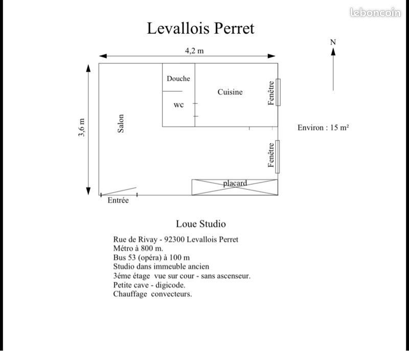Appartement à louer, 14m², Levallois-Perret