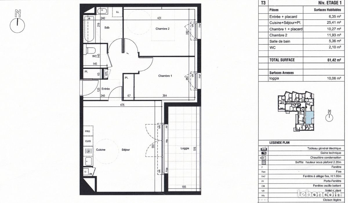 Appartement à louer, 61m², Chartres-de-Bretagne