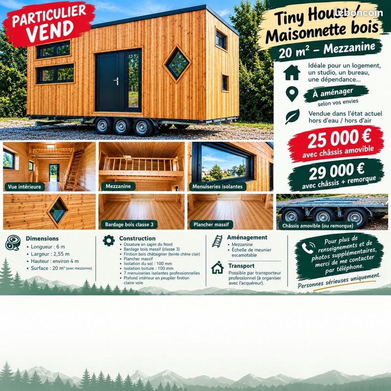 Maison à vendre, 20m², Mont-Cauvaire