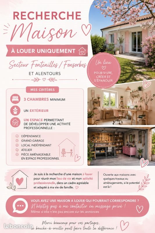 Maison à louer, 70m², Fontenilles