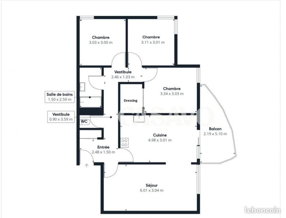 Appartement à vendre, 79m², Massy