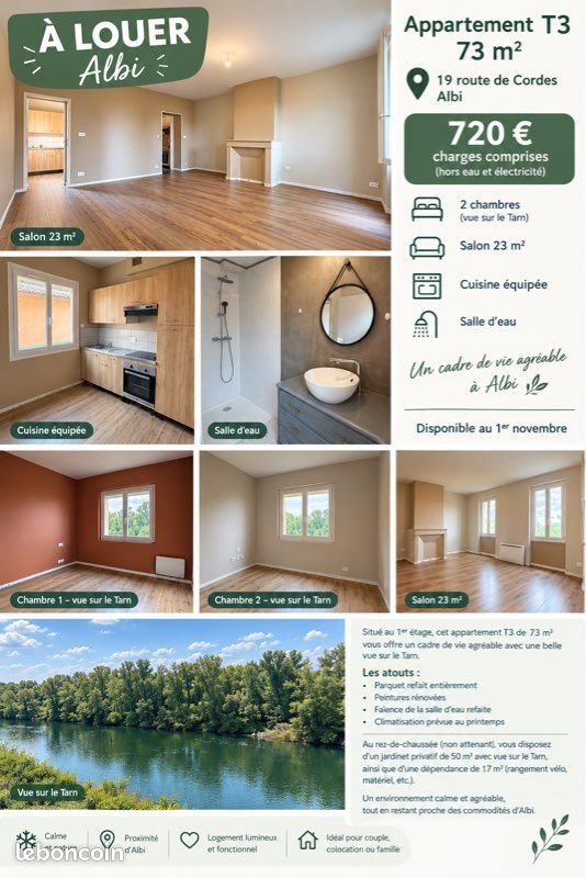 Appartement à louer, 73m², Albi