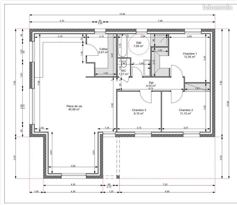 Maison à louer, 95m², Morlaix