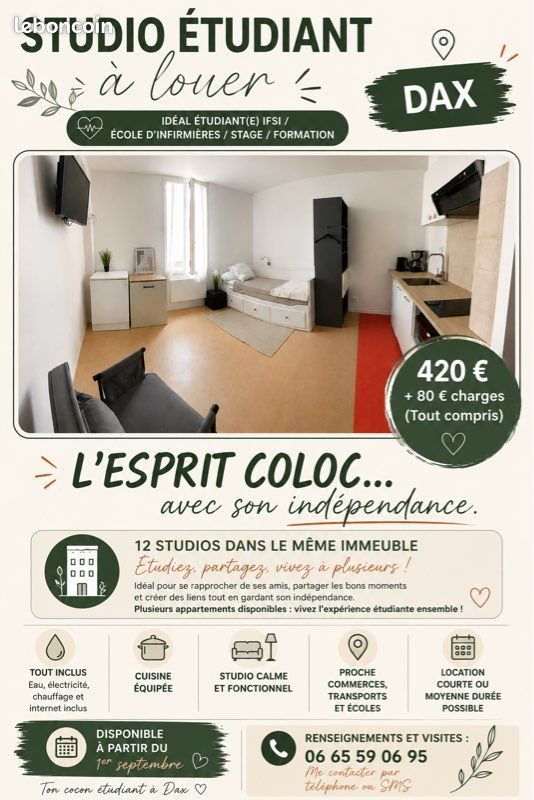 Appartement à louer, 20m², Dax