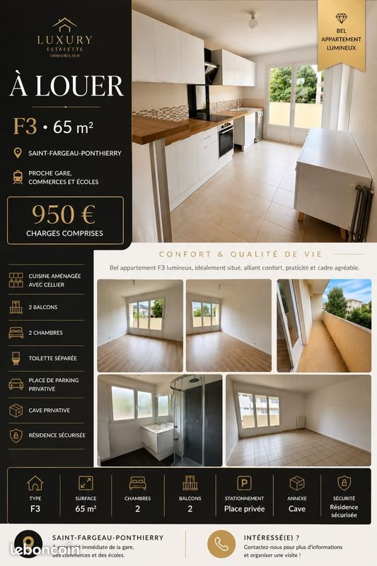 Appartement à louer, 65m², Saint-Fargeau-Ponthierry