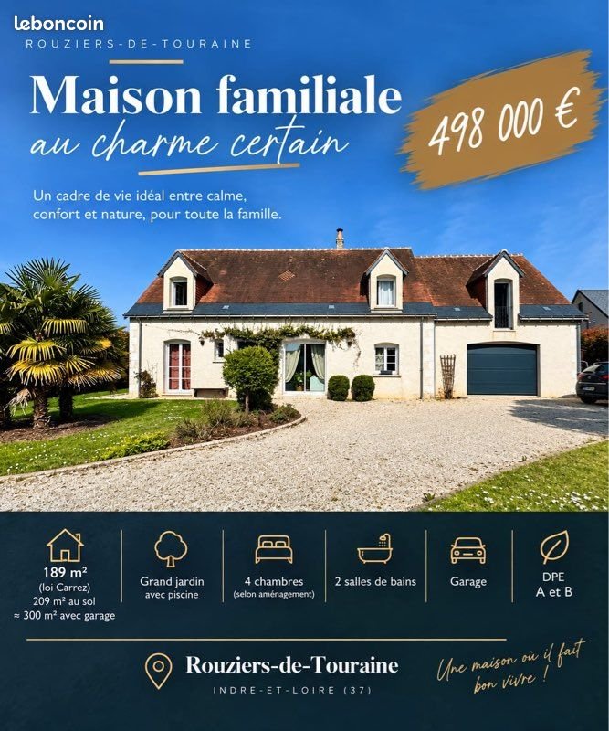 Maison à vendre, 189m², Rouziers-de-Touraine