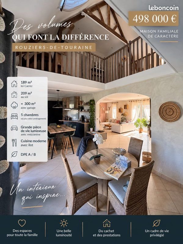 Maison à vendre, 189m², Rouziers-de-Touraine