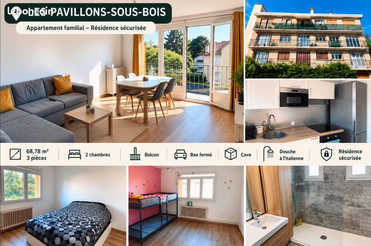 Appartement à louer, 68m², Les Pavillons-sous-Bois