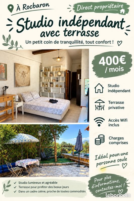 Appartement à louer, 19m², Rocbaron