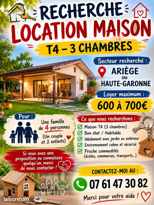 Maison à louer, 80m², Cintegabelle
