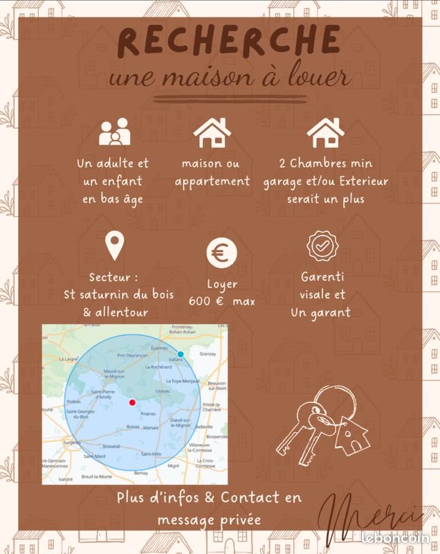 Maison à louer, 60m², Saint-Saturnin-du-Bois