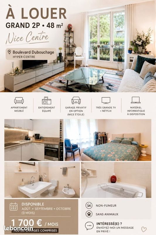 Appartement à louer, 48m², Nice