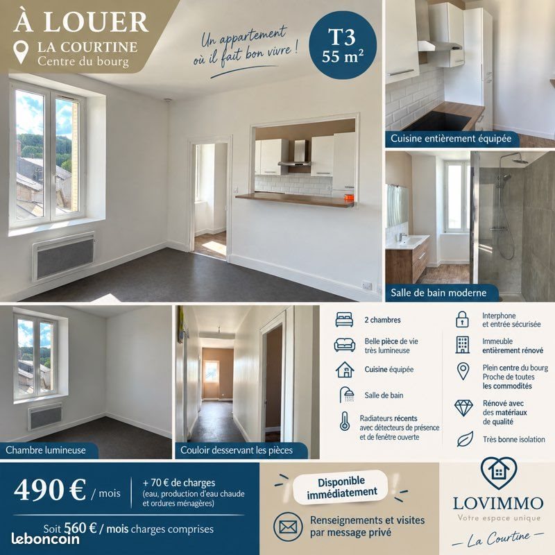 Appartement à louer, 60m², La Courtine