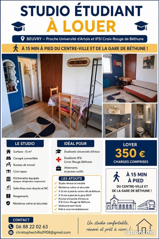Appartement à louer, 15m², Beuvry