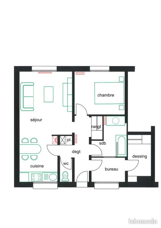 Appartement à louer, 49m², Tours