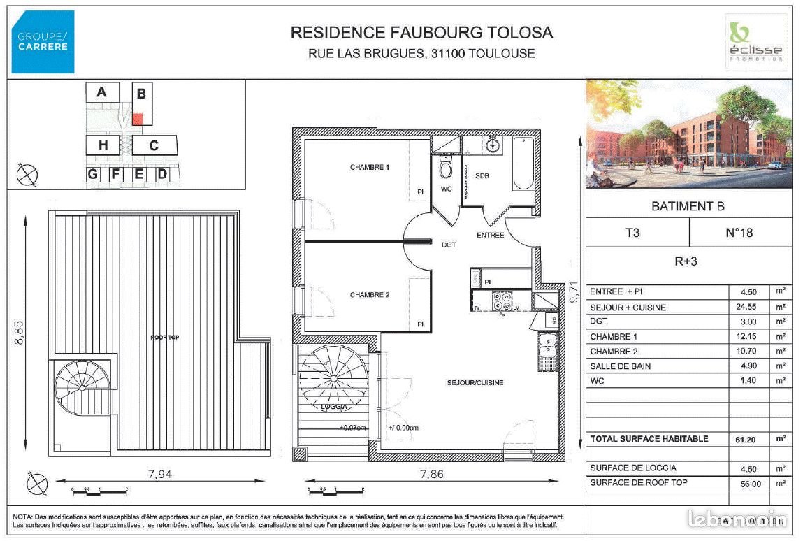 Appartement à vendre, 61m², Toulouse