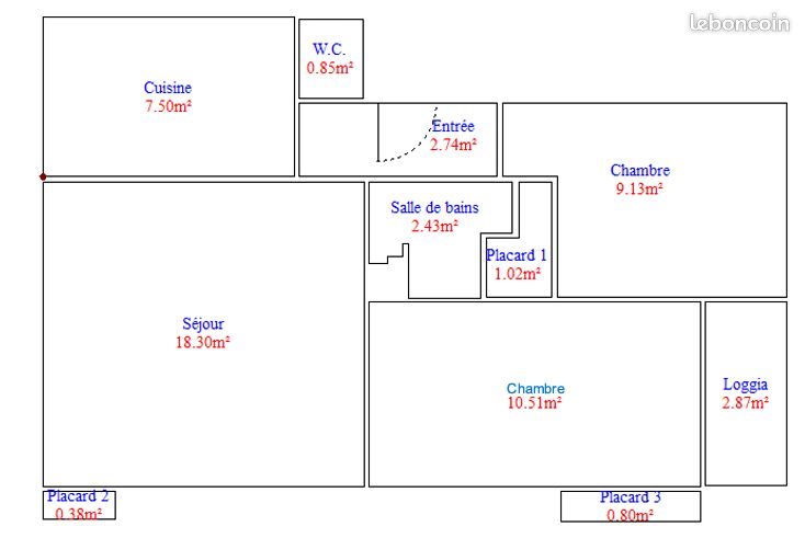 Appartement à louer, 55m², Saint-Etienne