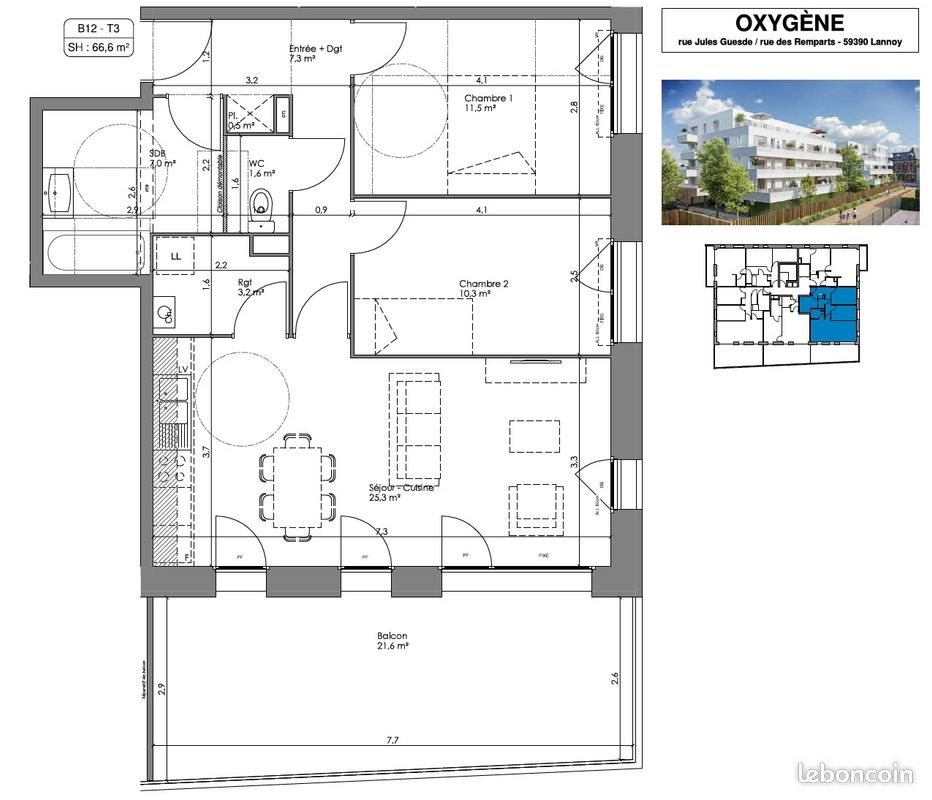 Appartement à louer, 67m², Lannoy