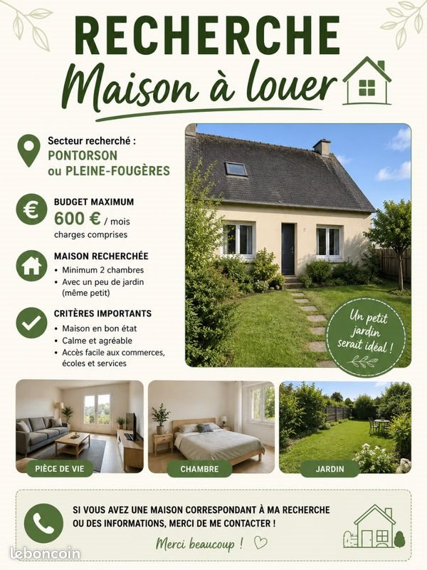 Maison à louer, 80m², Pleine-Fougères