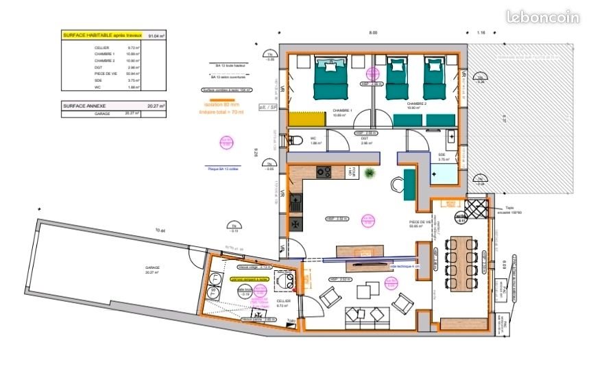 Maison à louer, 91m², Bois-de-Céné
