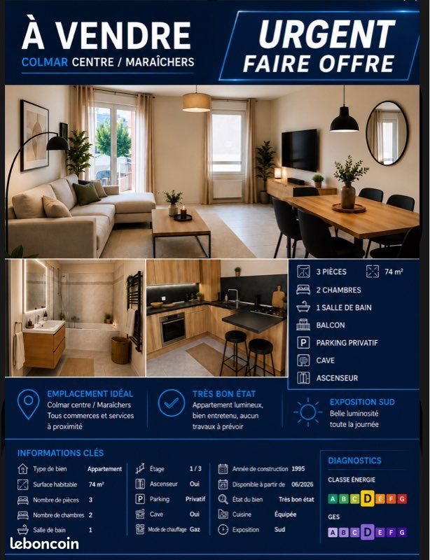 Appartement à vendre, 74m², Colmar