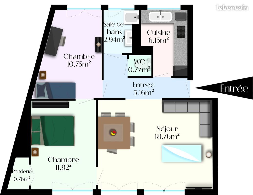 Appartement à louer, 57m², Montluçon