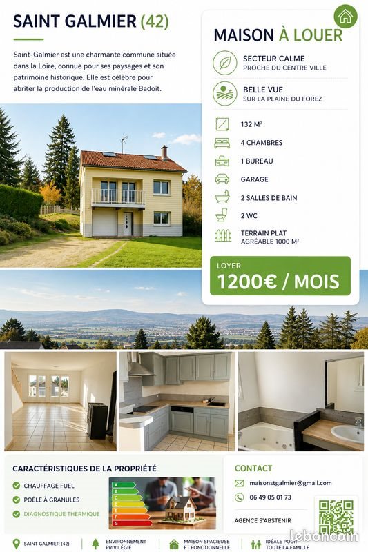 Maison à louer, 132m², Saint-Galmier