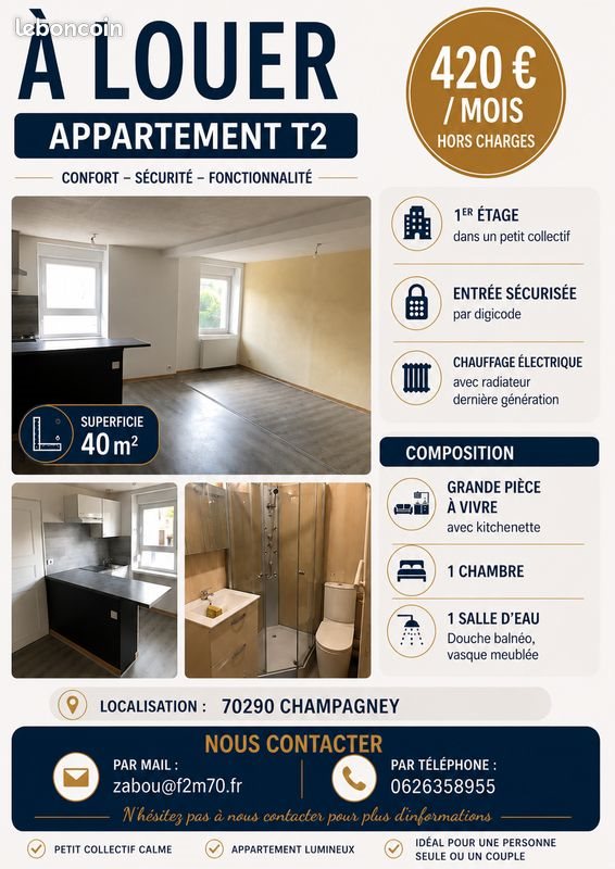Appartement à louer, 40m², Champagney