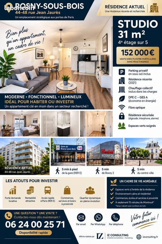 Appartement à vendre, 31m², Rosny-sous-Bois