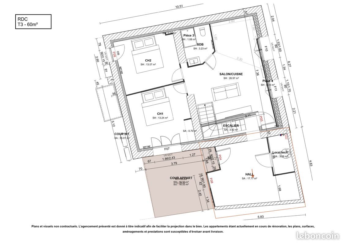 Appartement à louer, 60m², Mours-Saint-Eusèbe