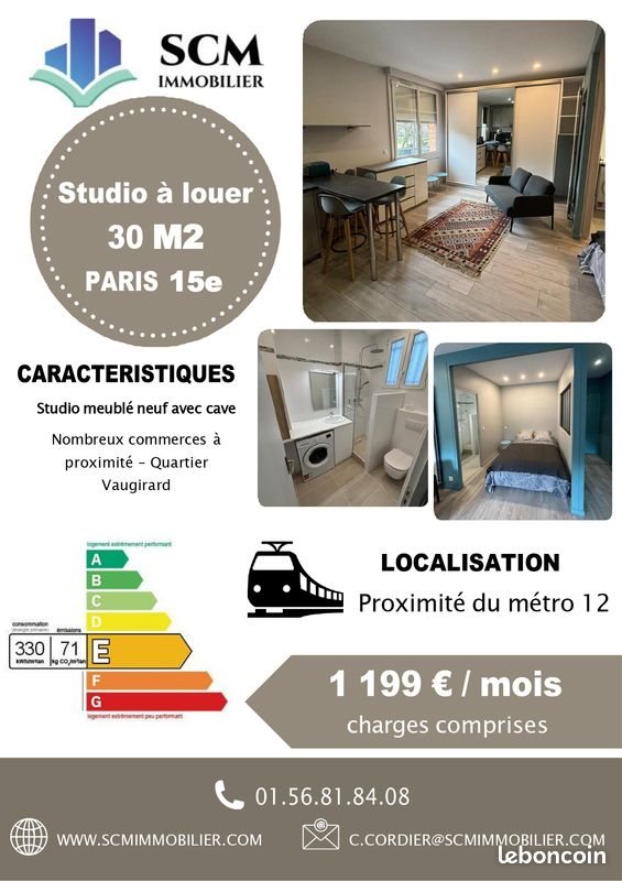 Appartement à louer, 30m², Paris 15ème