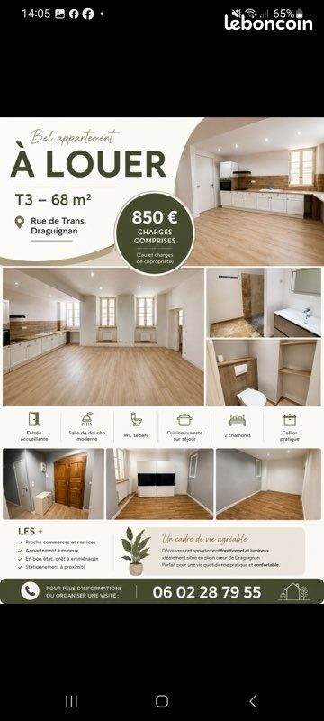 Appartement à louer, 65m², Draguignan