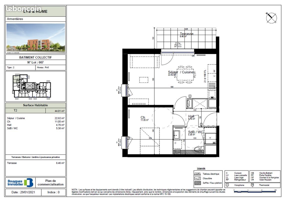 Appartement à louer, 44m², Armentières