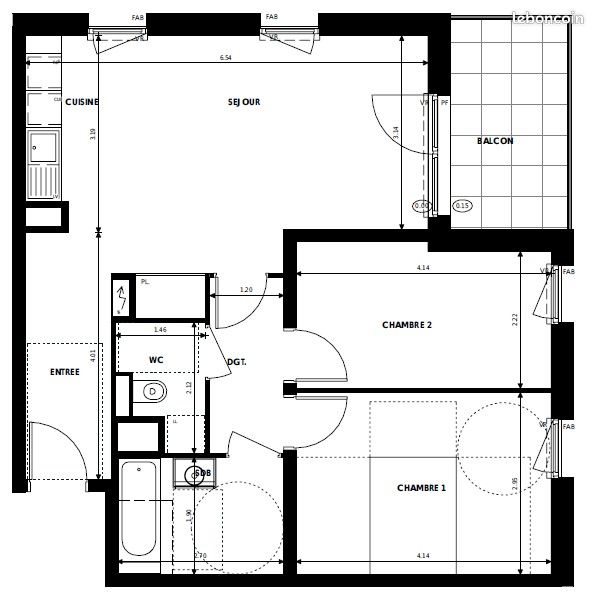 Appartement à louer, 61m², Oberhausbergen