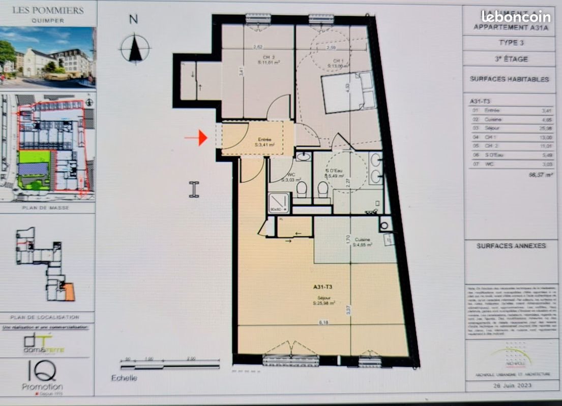 Appartement à vendre, 66m², Quimper