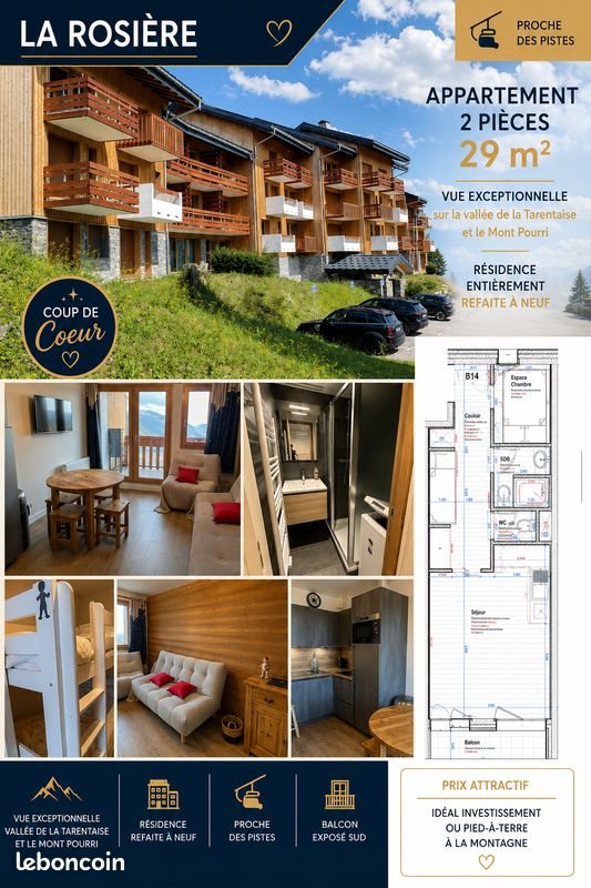 Appartement à vendre, 29m², Montvalezan (La Rosière)