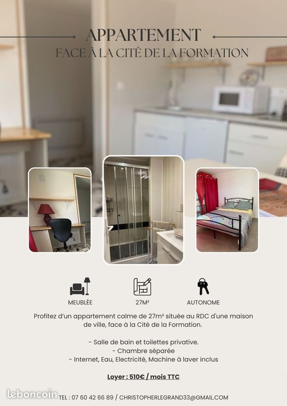 Appartement à louer, 27m², Marmande