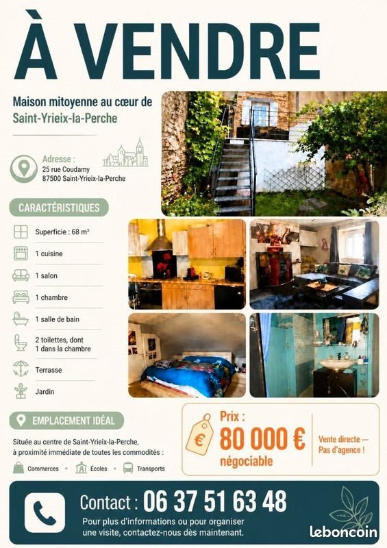 Maison à vendre, 68m², Saint-Yrieix-la-Perche