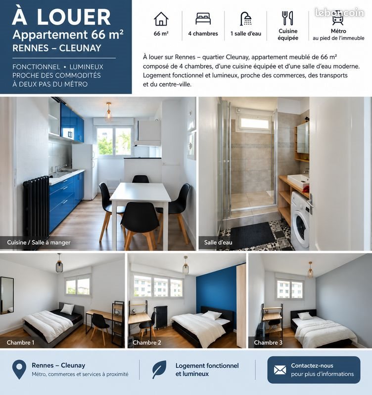 Appartement à louer, 66m², Rennes