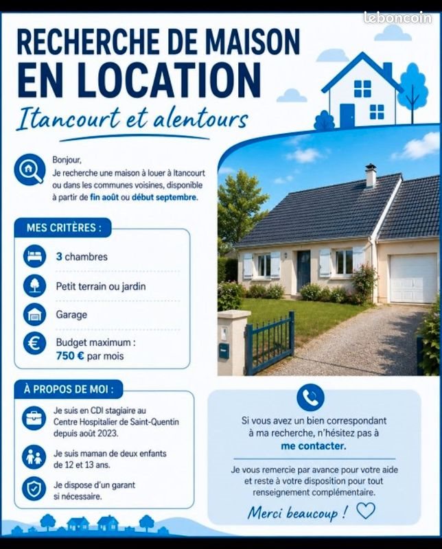 Maison à louer, 60m², Itancourt