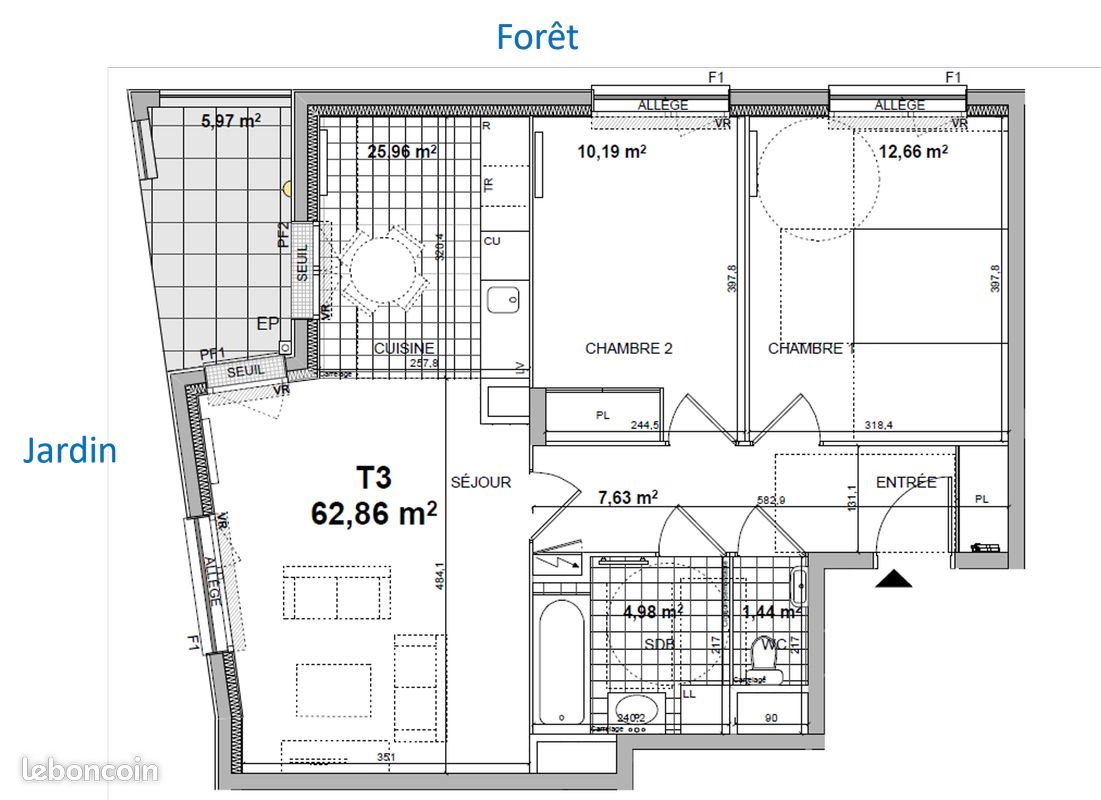 Appartement à louer, 63m², Massy