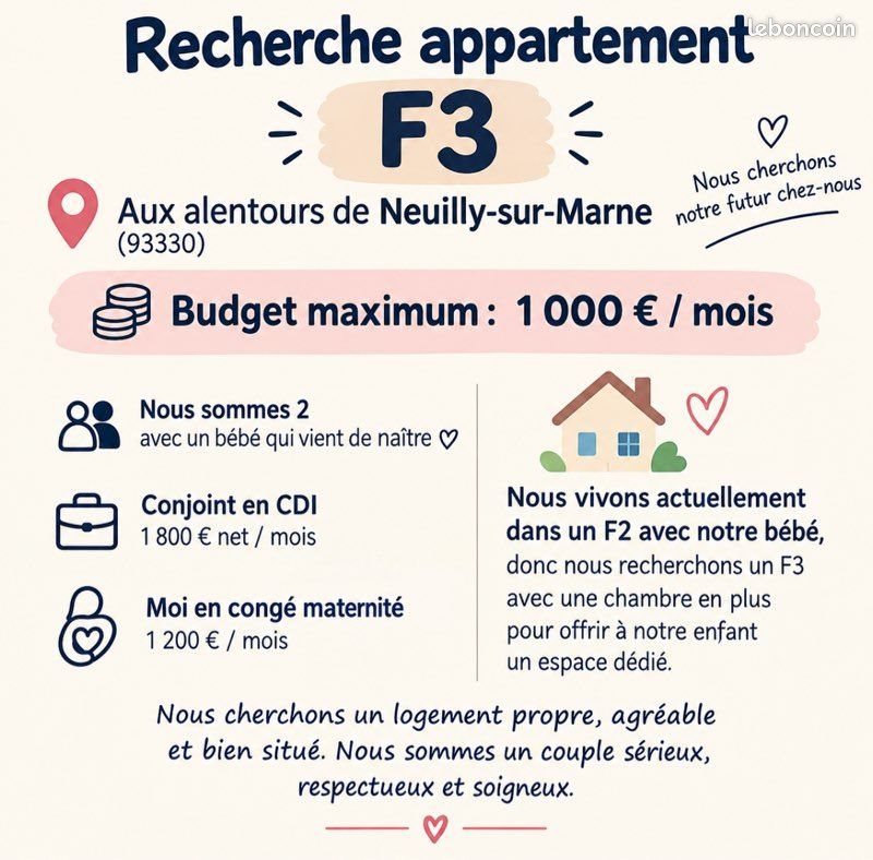 Appartement à louer, 40m², Neuilly-sur-Marne