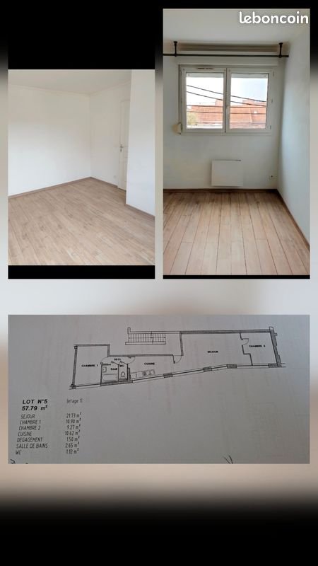 Appartement à louer, 58m², Raismes