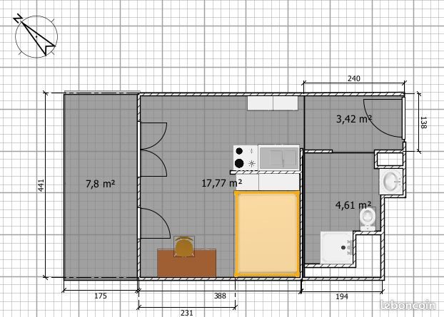 Appartement à louer, 25m², Cergy