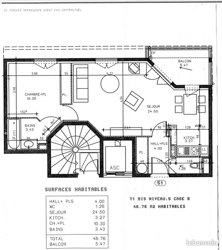 Appartement à louer, 47m², Lyon 8ème