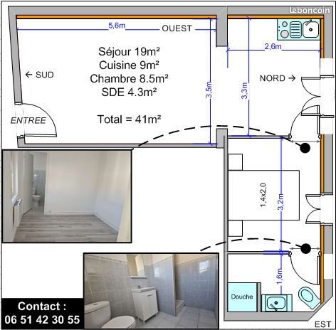 Appartement à louer, 40m², Libourne