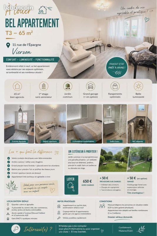 Appartement à louer, 65m², Vierzon
