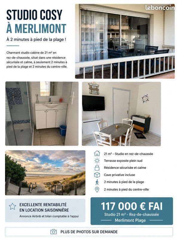 Appartement à vendre, 21m², Merlimont