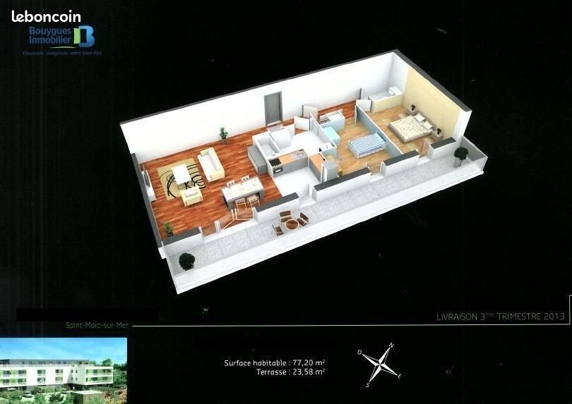 Appartement à louer, 77m², Saint-Nazaire