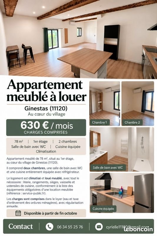 Appartement à louer, 78m², Ginestas